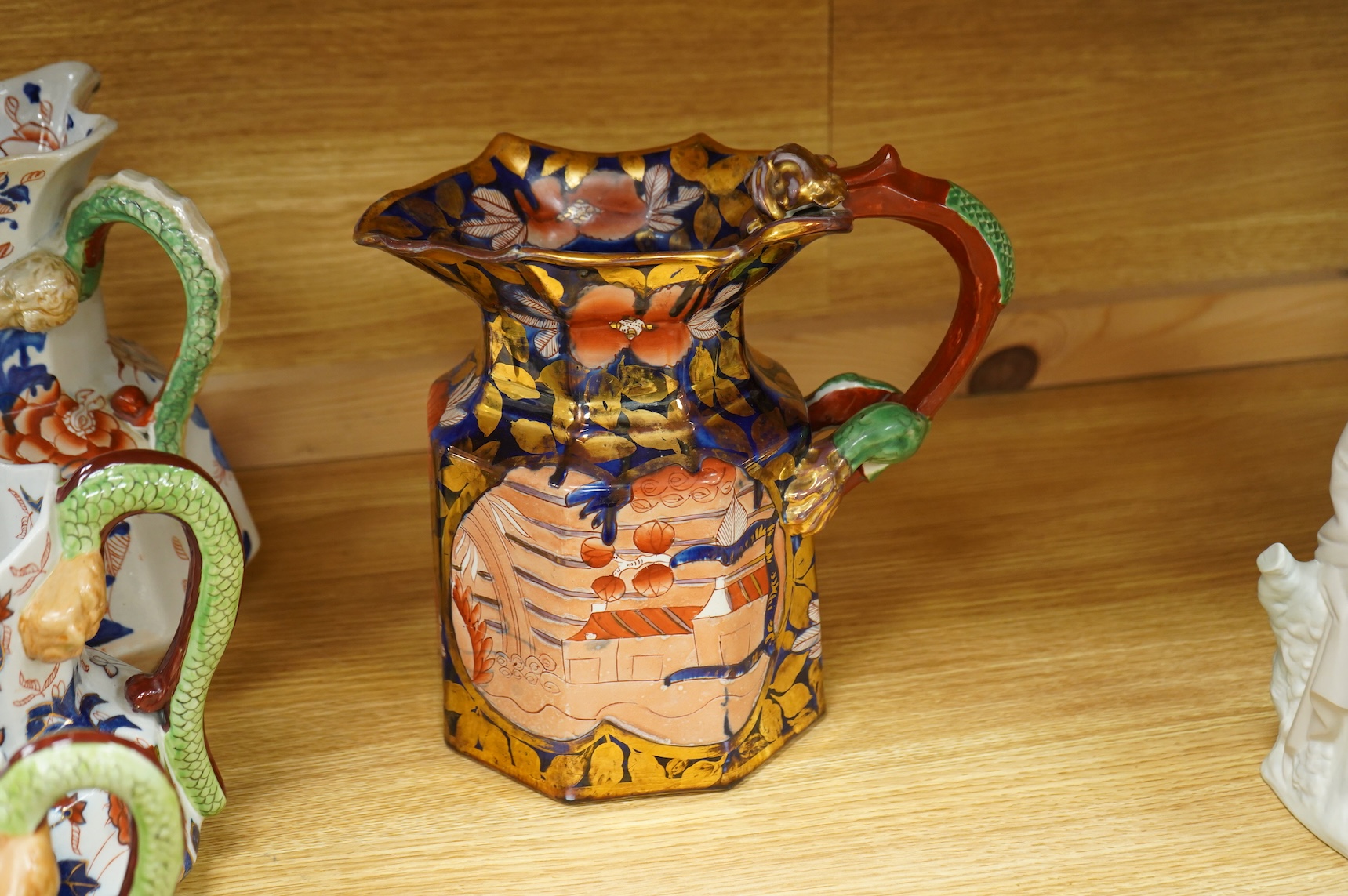 Nine pieces of Masons ironstone to include graduated jugs and a dish, largest 24cm high